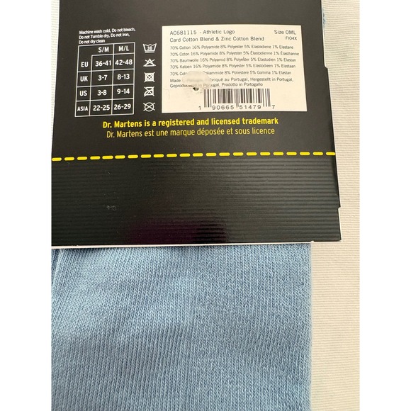 Dr Martens Athletic Logo Crew Socks Medium Large Blue Grey Cotton Blend - Picture 6 of 7